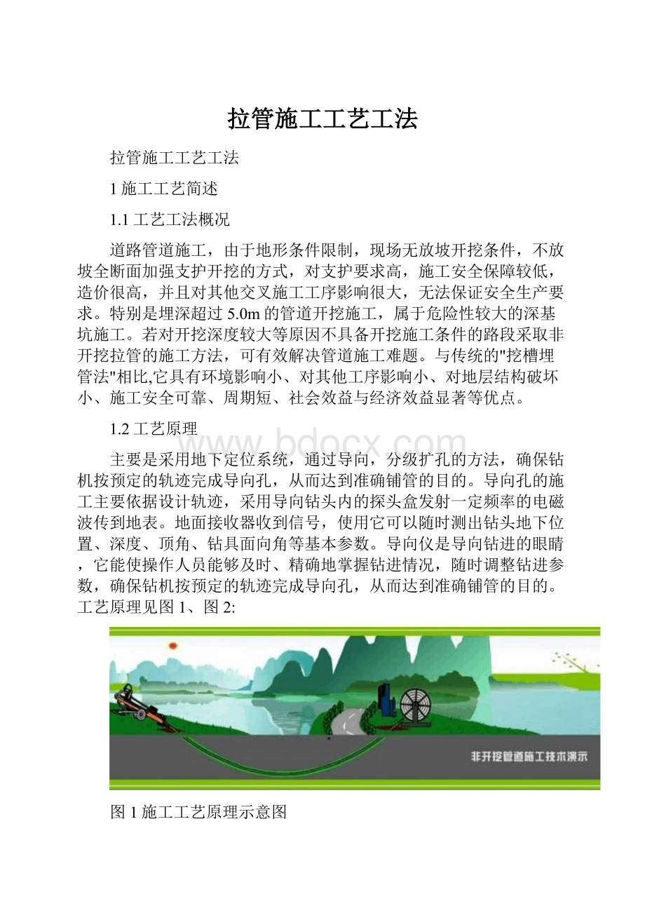 拉管施工工艺工法Word格式文档下载.docx