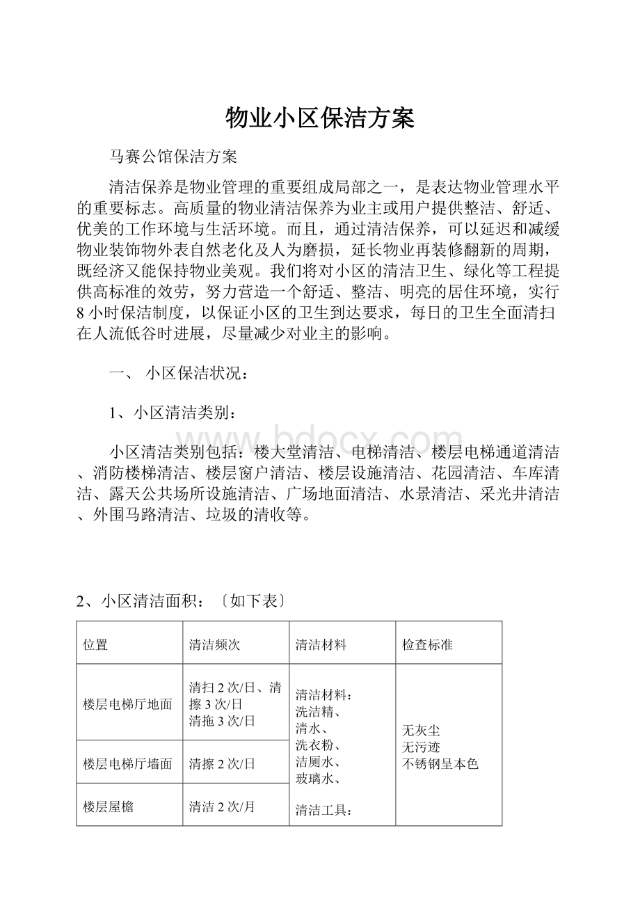 物业小区保洁方案.docx_第1页