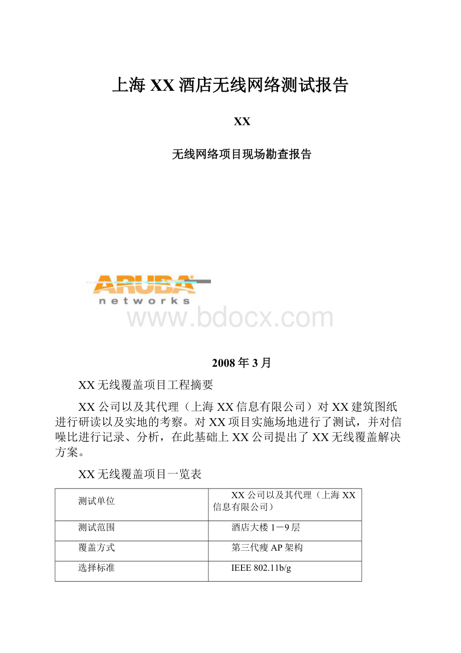 上海XX酒店无线网络测试报告.docx
