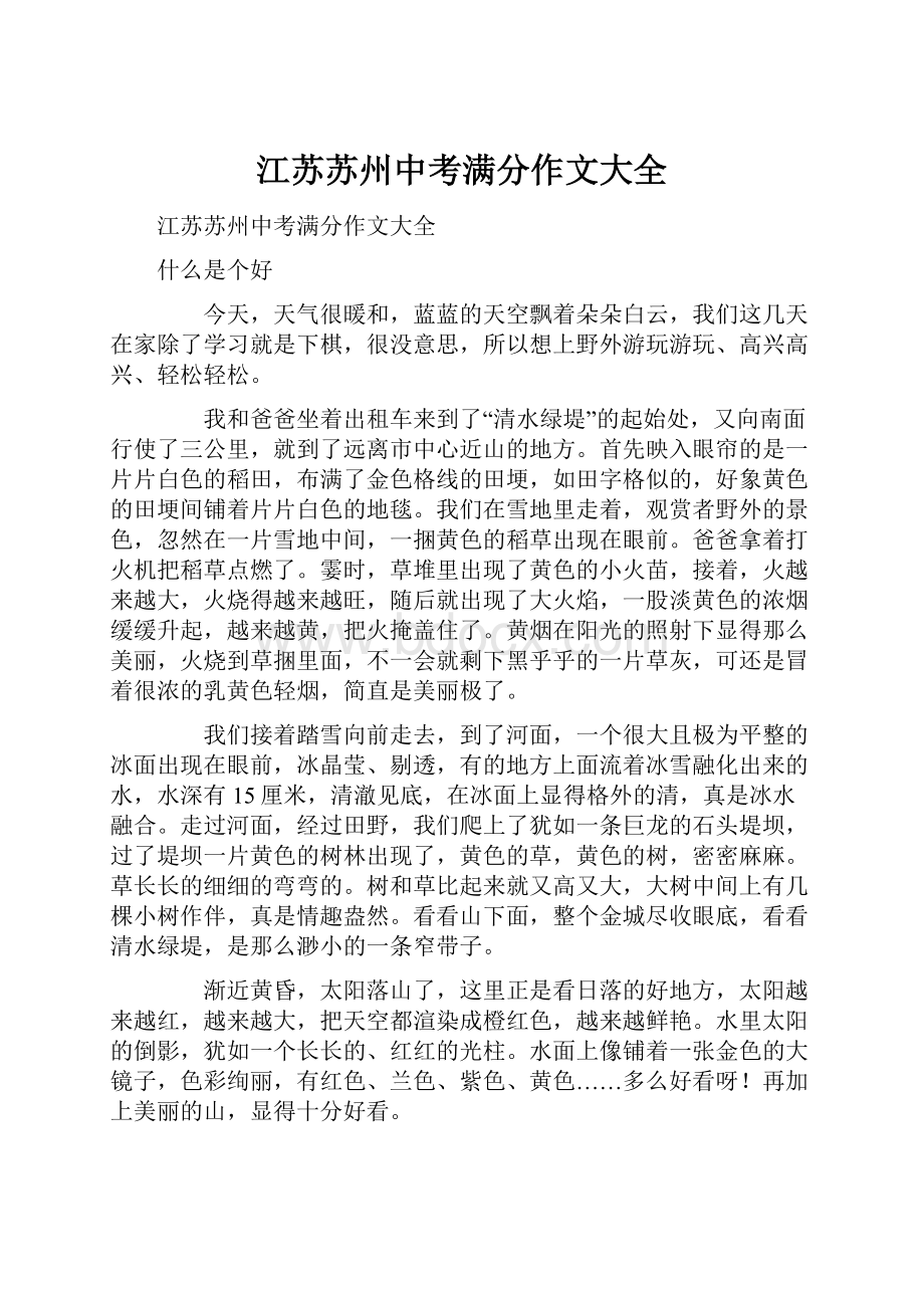 江苏苏州中考满分作文大全.docx