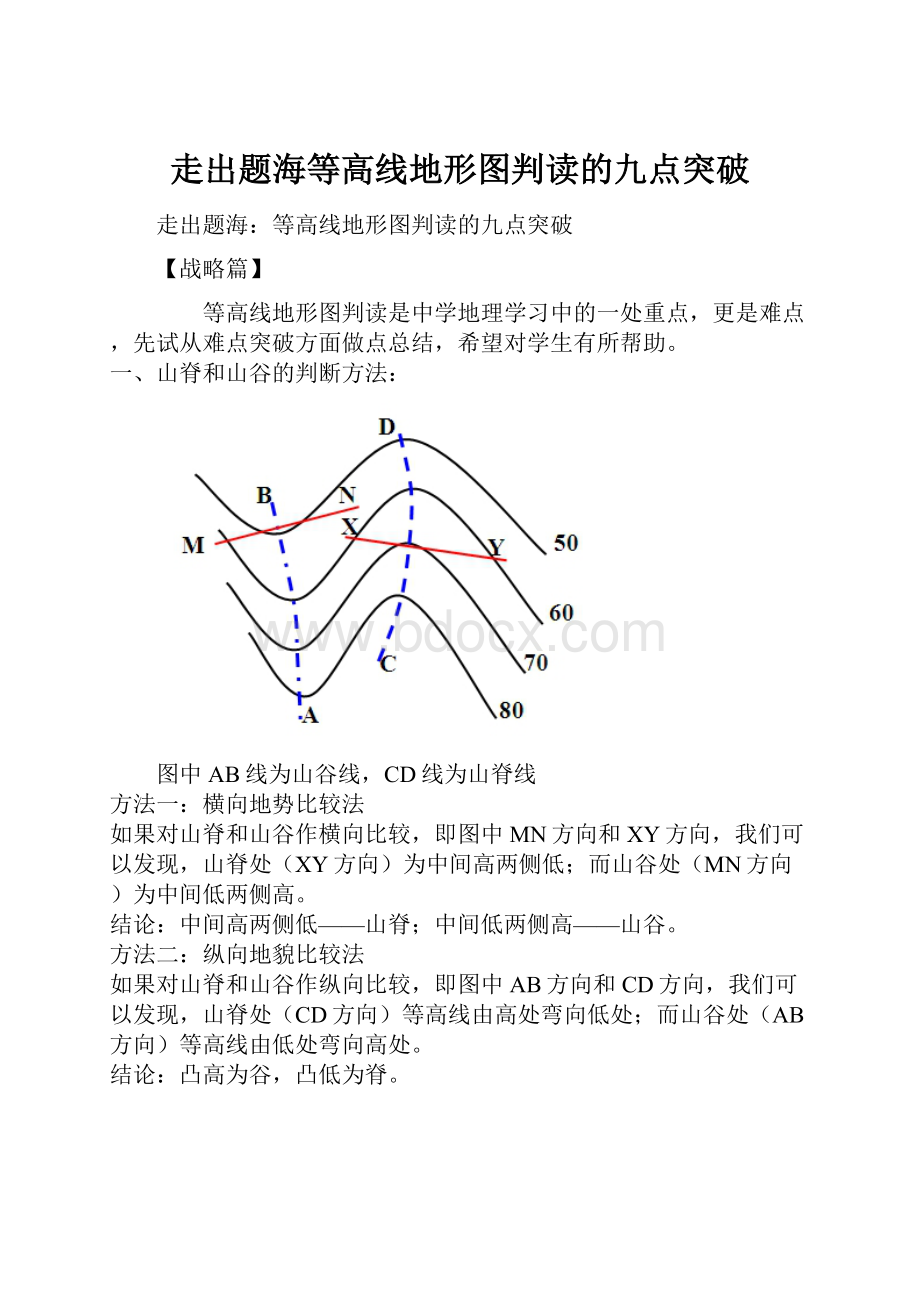 走出题海等高线地形图判读的九点突破文档格式.docx