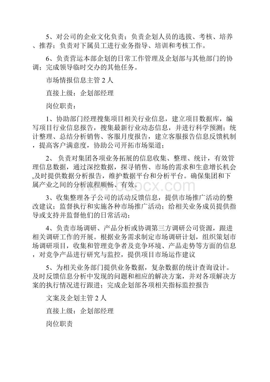 企划部部门职责岗位设置及绩效考核.docx_第3页