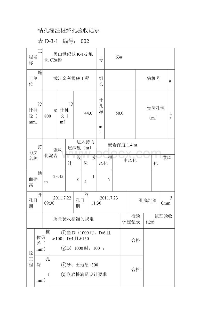 钻孔灌注桩终孔验收记录Word格式文档下载.docx_第3页