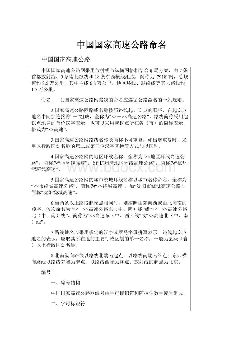 中国国家高速公路命名.docx_第1页