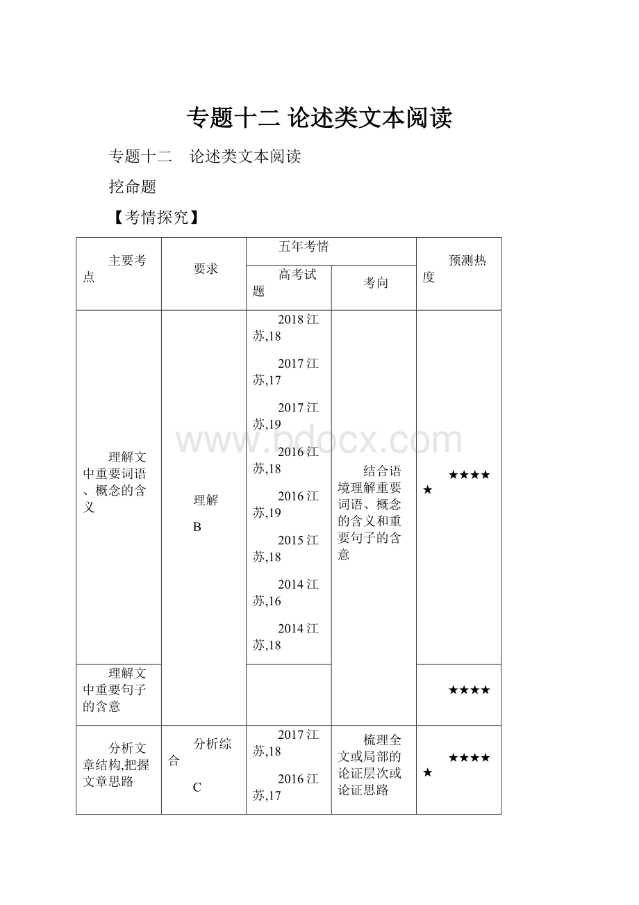 专题十二 论述类文本阅读.docx_第1页