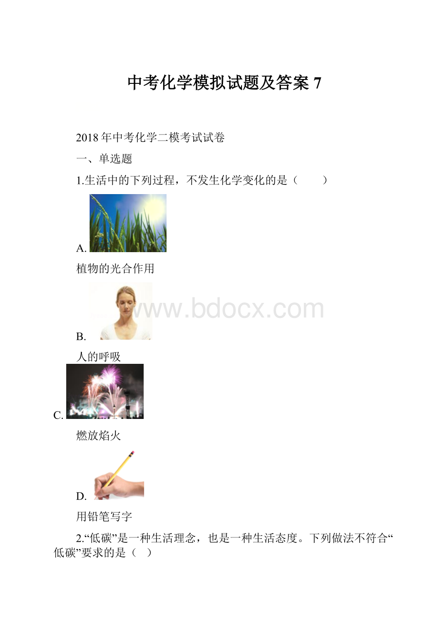 中考化学模拟试题及答案 7.docx