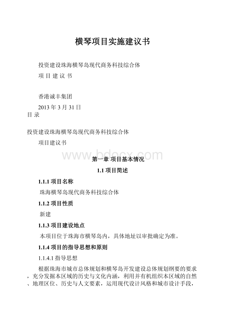 横琴项目实施建议书Word文档下载推荐.docx