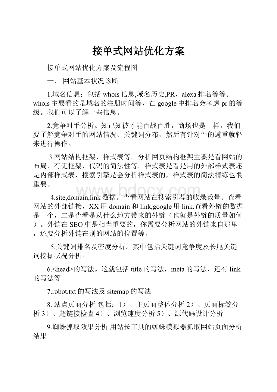 接单式网站优化方案Word文档下载推荐.docx