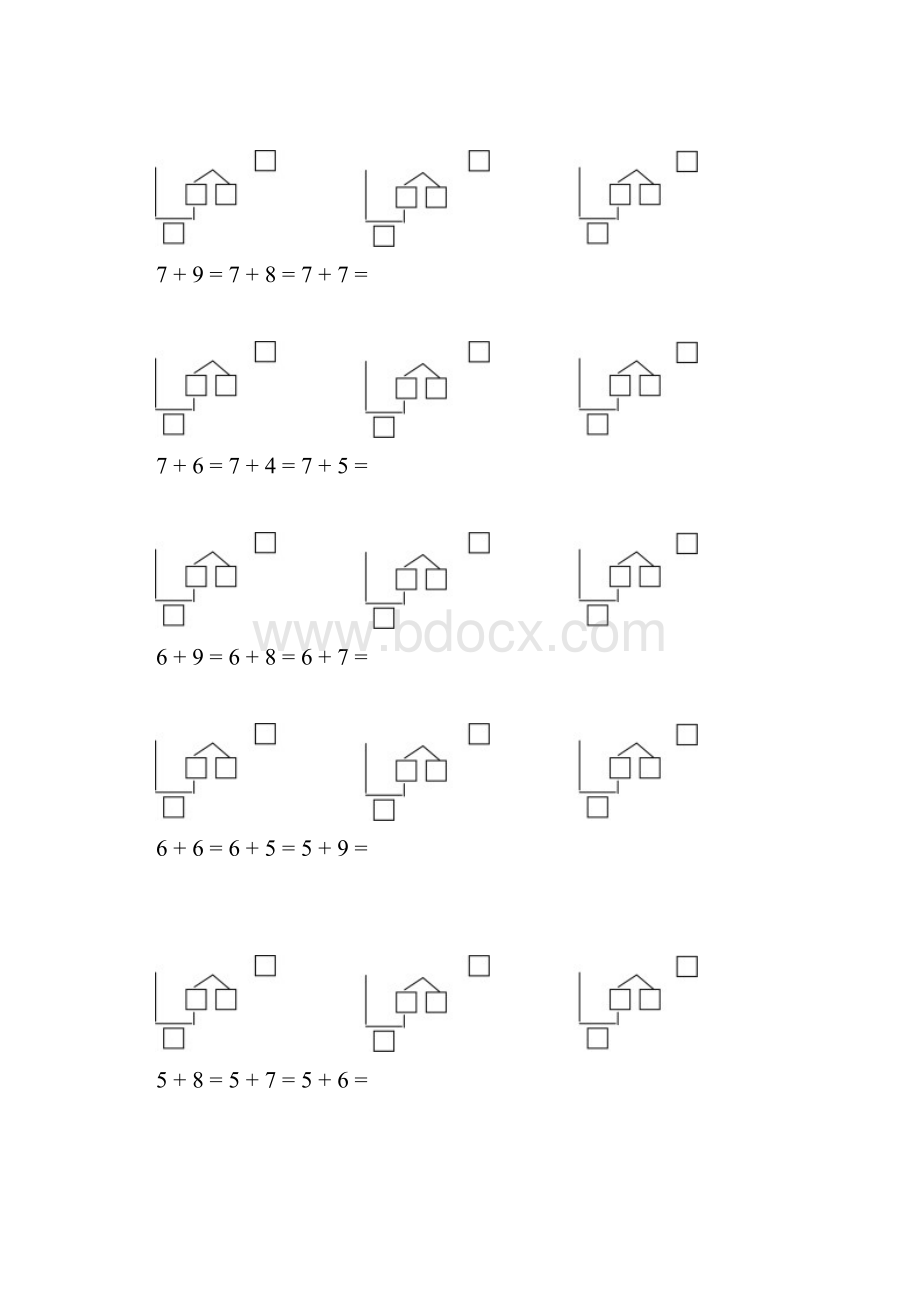 数学小学一年级100道凑十法练习题Word格式.docx_第2页