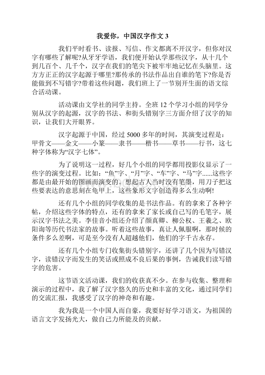 我爱你中国汉字作文6篇.docx_第3页