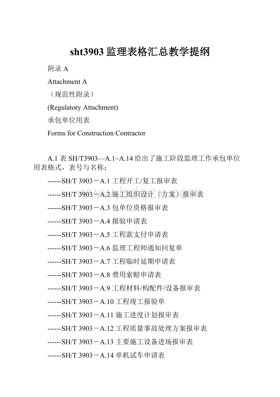 sht3903监理表格汇总教学提纲Word文件下载.docx