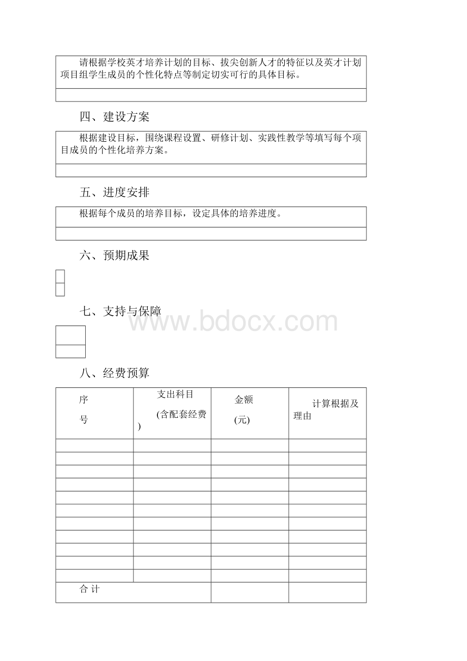 XX大学英才培养计划项目建设任务书模板.docx_第3页