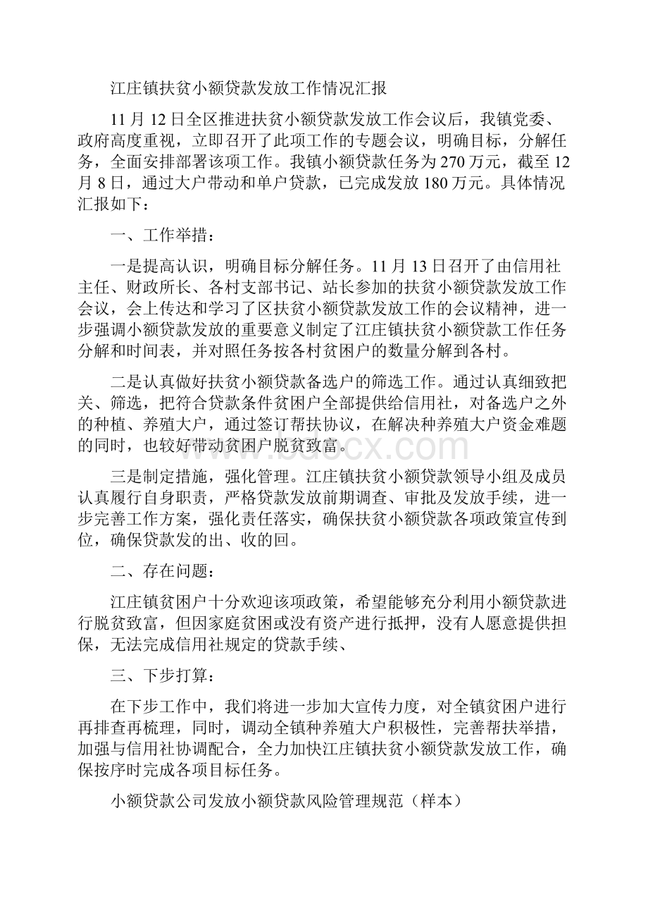 小额贷款发放工作汇报共8篇.docx_第3页