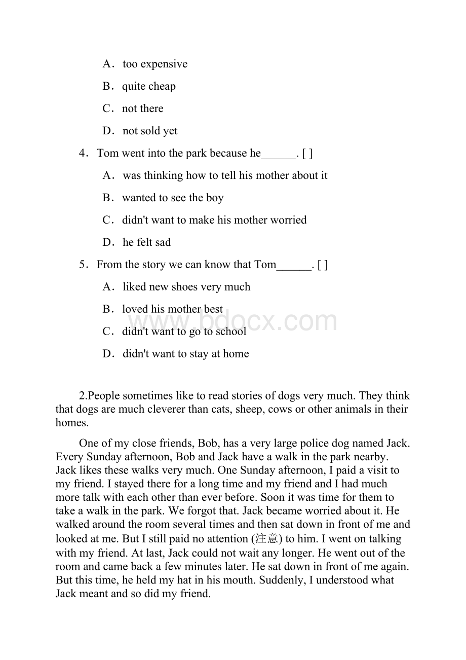 最新七年级英语阅读理解训练 精品Word下载.docx_第2页