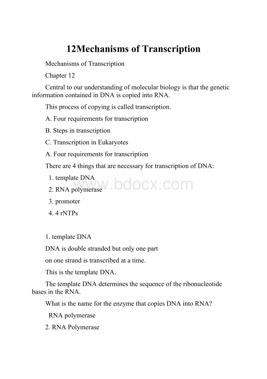 12Mechanisms of Transcription文档格式.docx