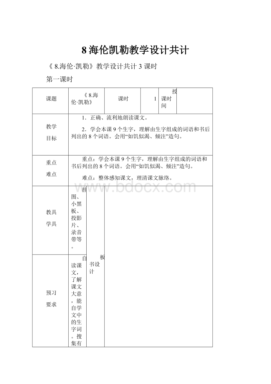 8海伦凯勒教学设计共计Word文件下载.docx_第1页