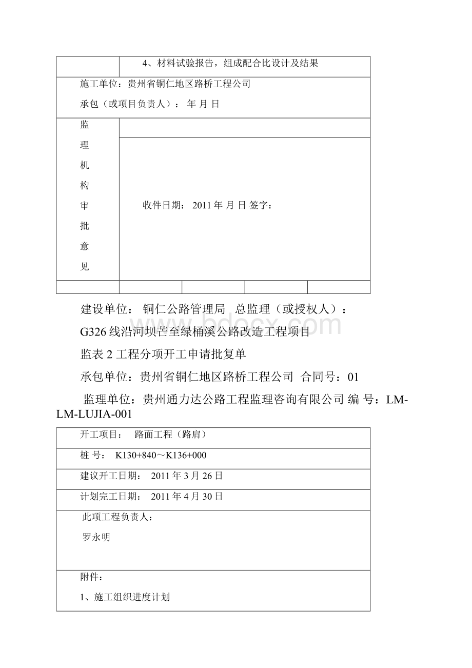 G326线某公路改造工程项目分项开工报告.docx_第2页