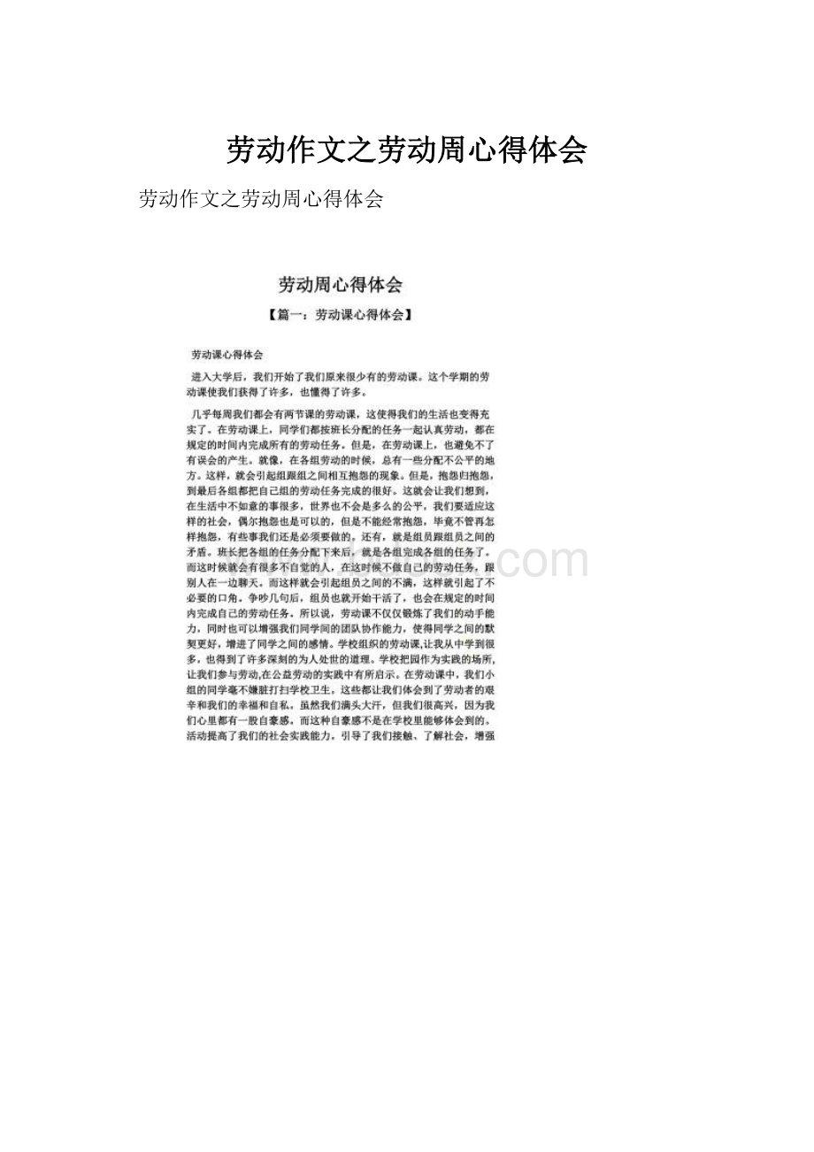 劳动作文之劳动周心得体会Word格式文档下载.docx