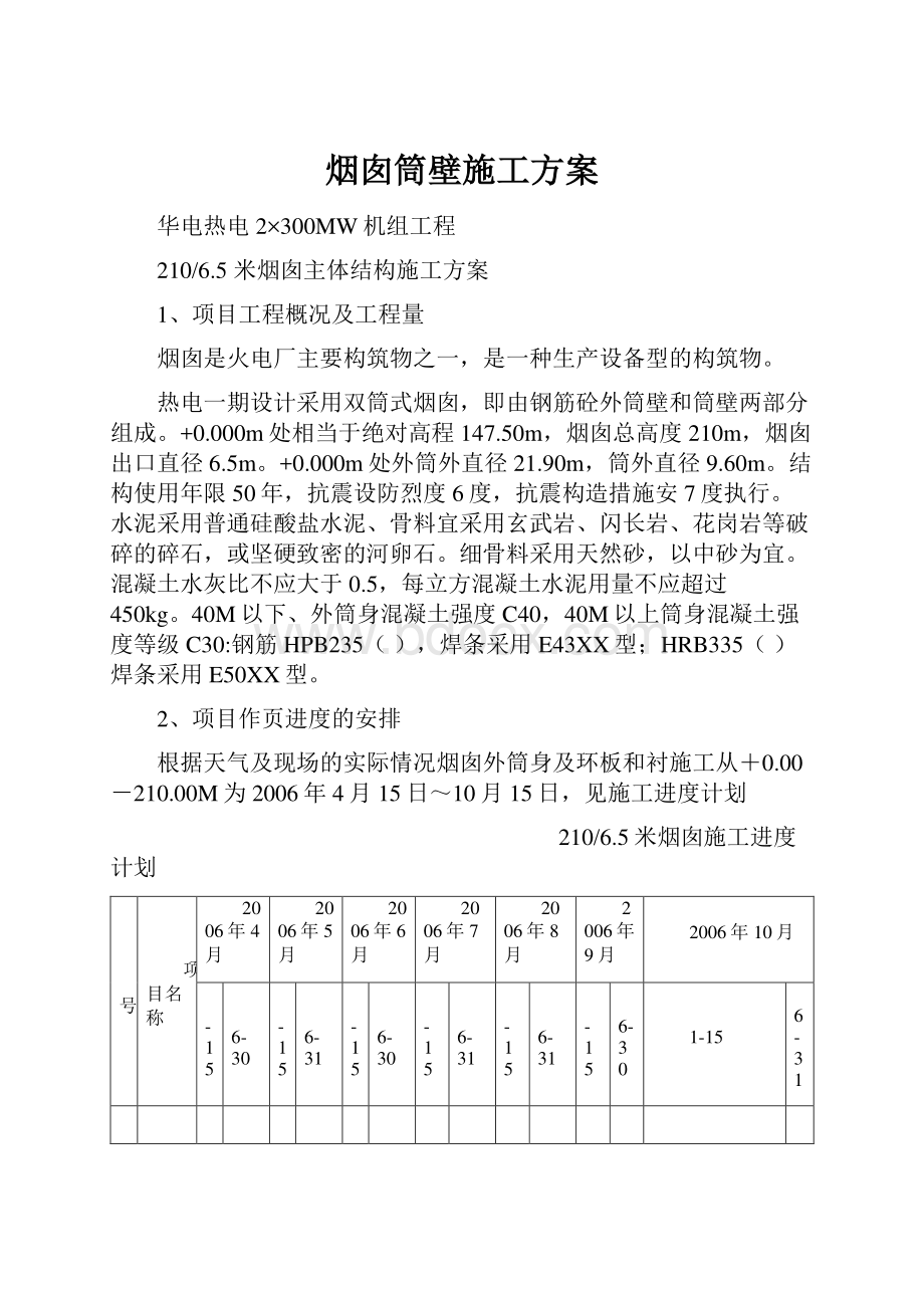 烟囱筒壁施工方案.docx_第1页