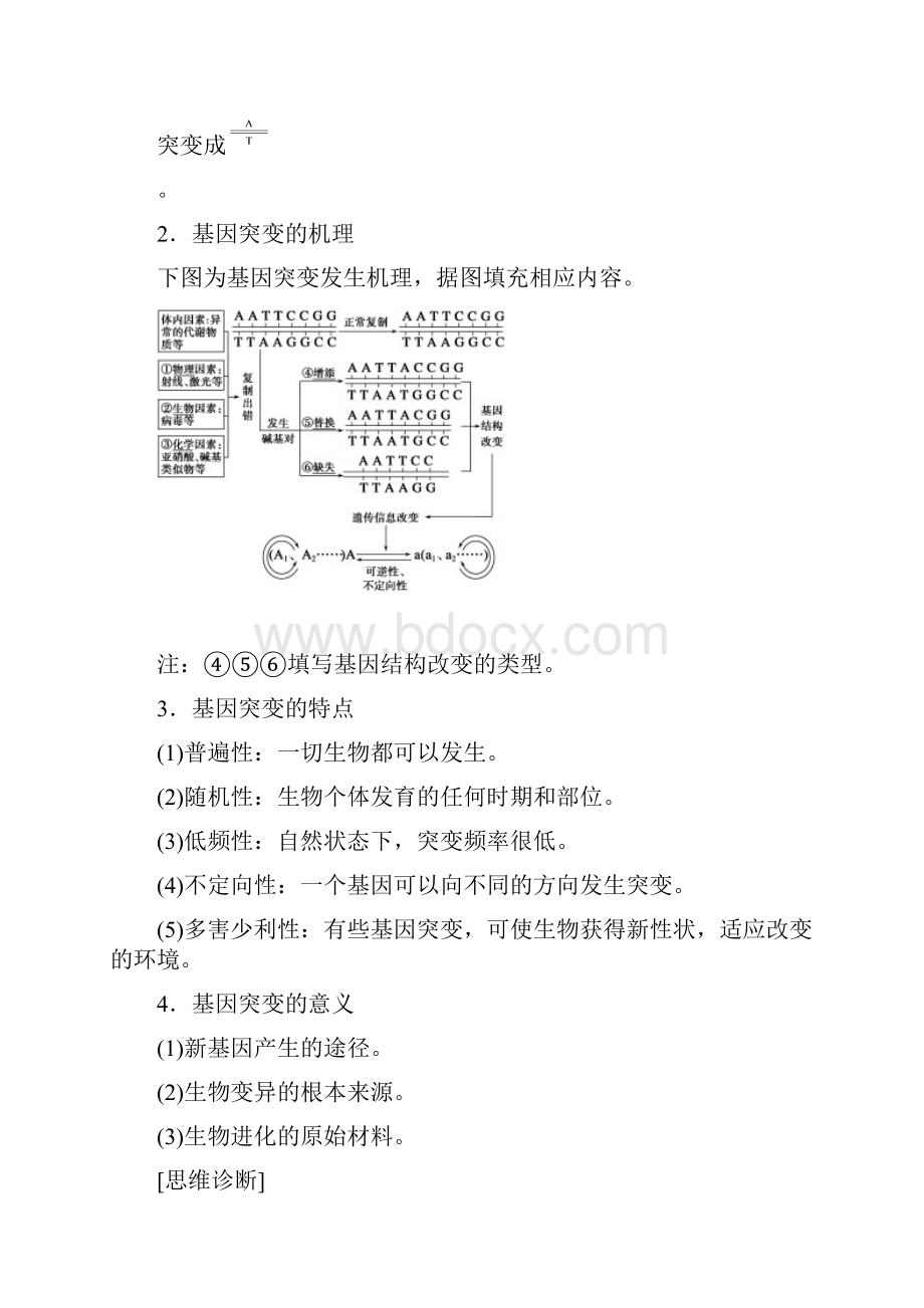 届《步步高》高考生物大一轮总复习 第七单元 生物的变异语种和进化 第24讲 基因突变和基因重组Word文档格式.docx_第2页