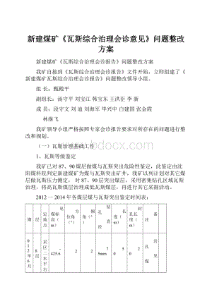 新建煤矿《瓦斯综合治理会诊意见》问题整改方案.docx