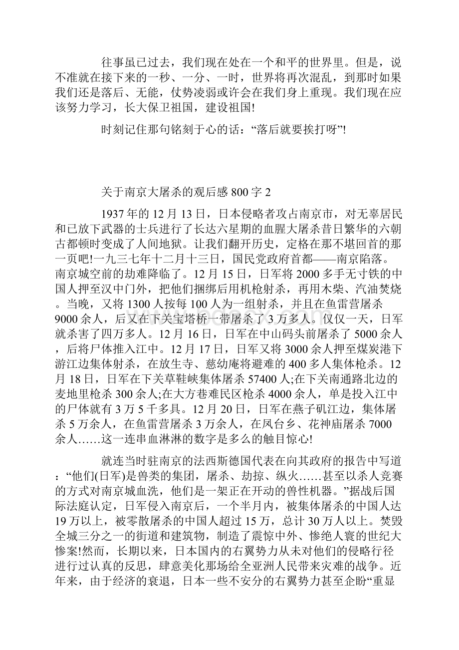 关于南京大屠杀的观后感800字Word文件下载.docx_第2页