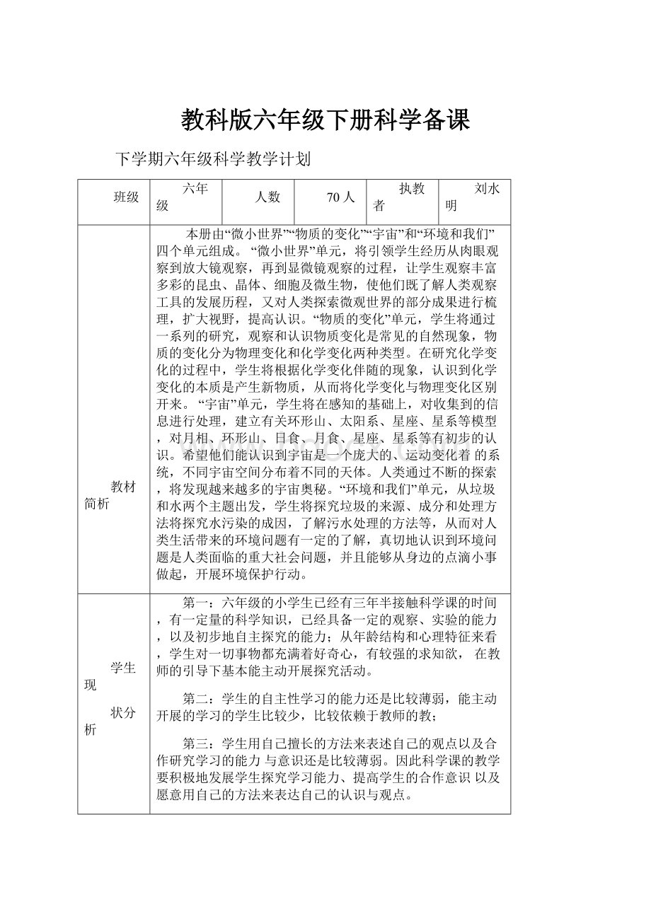 教科版六年级下册科学备课.docx_第1页