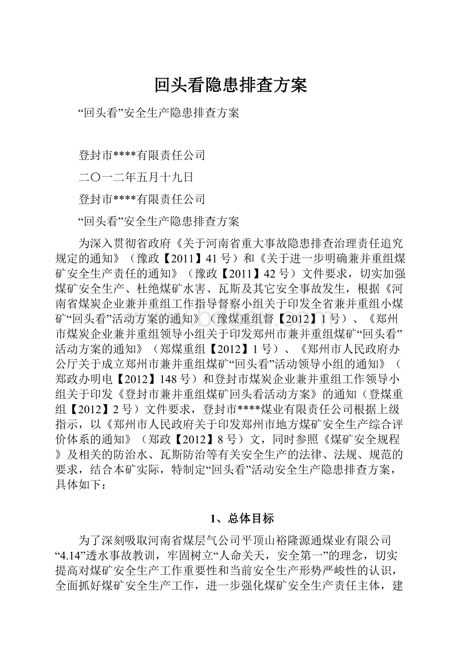 回头看隐患排查方案文档格式.docx