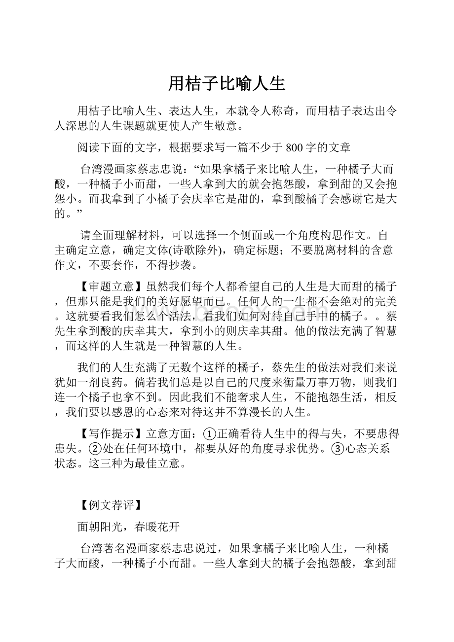 用桔子比喻人生Word文档下载推荐.docx