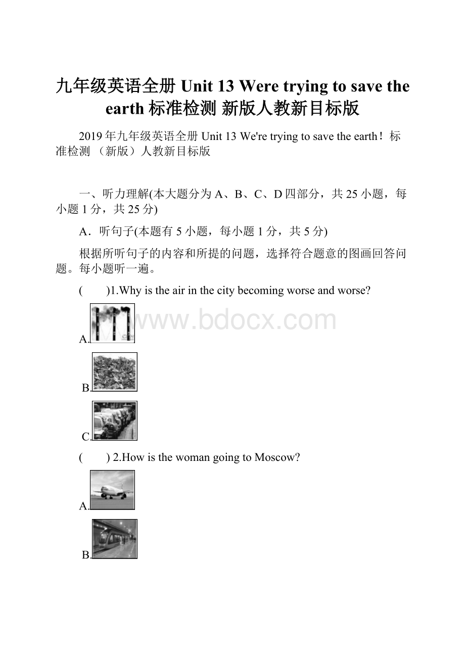 九年级英语全册 Unit 13 Were trying to save the earth标准检测 新版人教新目标版.docx