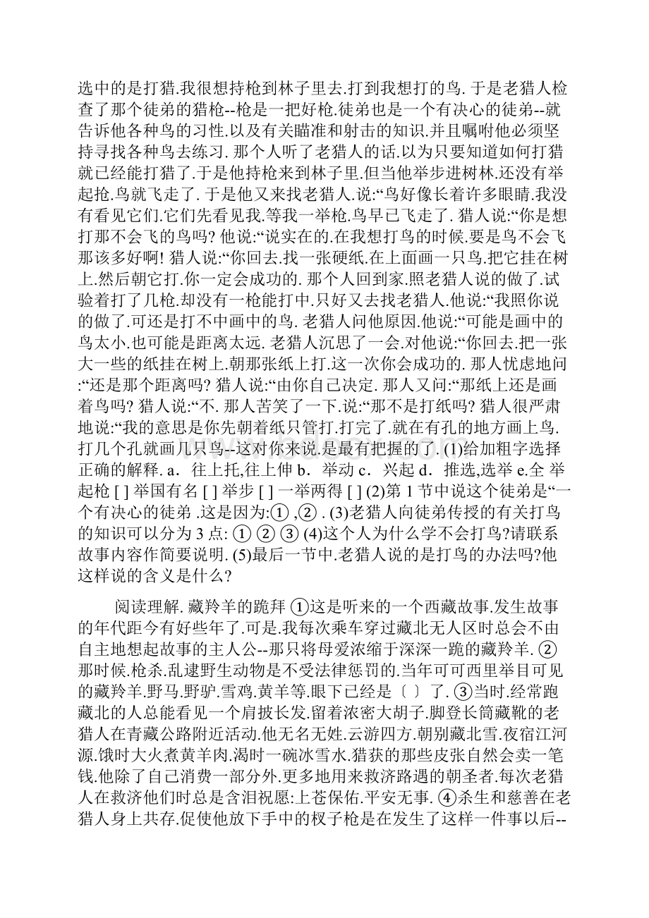 画鸟的猎人阅读及答案Word文档格式.docx_第3页