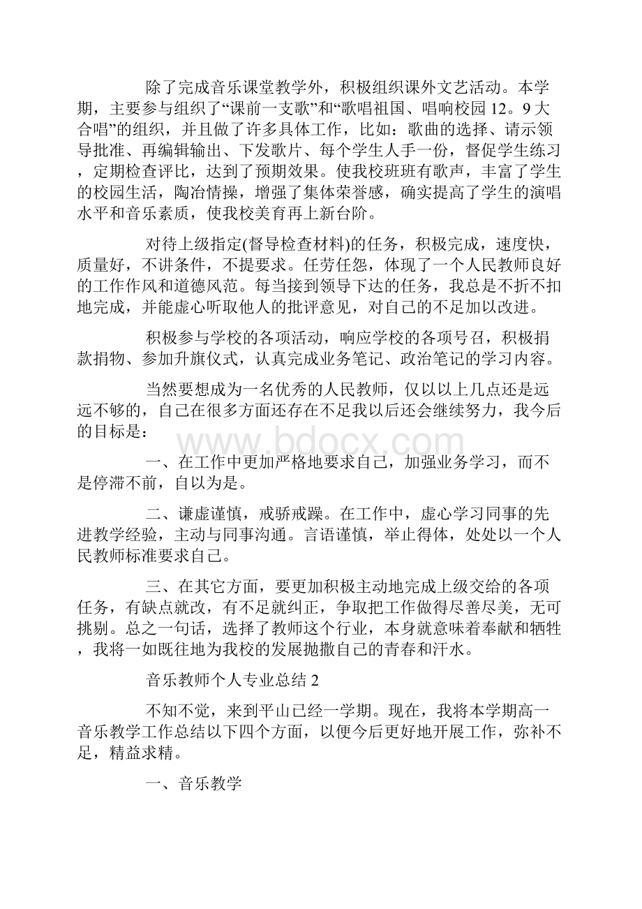 音乐教师个人专业总结文档格式.docx_第2页