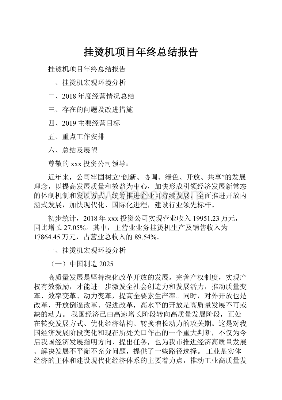 挂烫机项目年终总结报告.docx_第1页