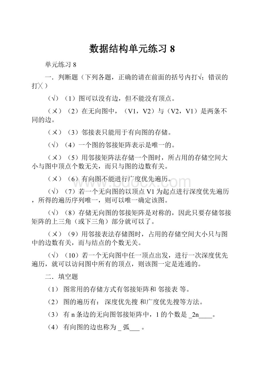 数据结构单元练习8Word文档格式.docx_第1页