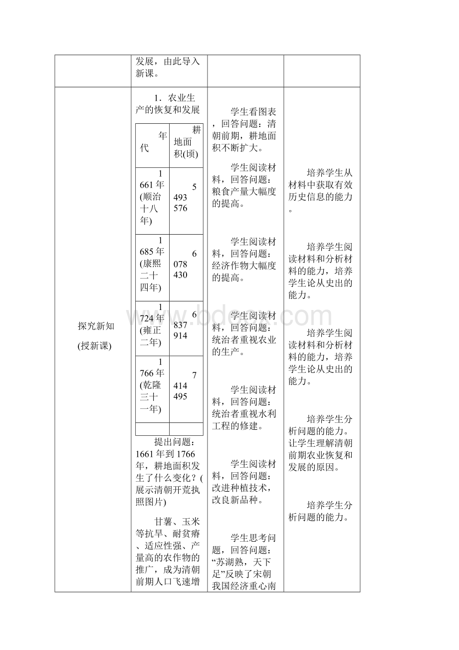 部编版历史七年级下册精选教案第19课清朝前期社会经济的发展教案Word下载.docx_第3页