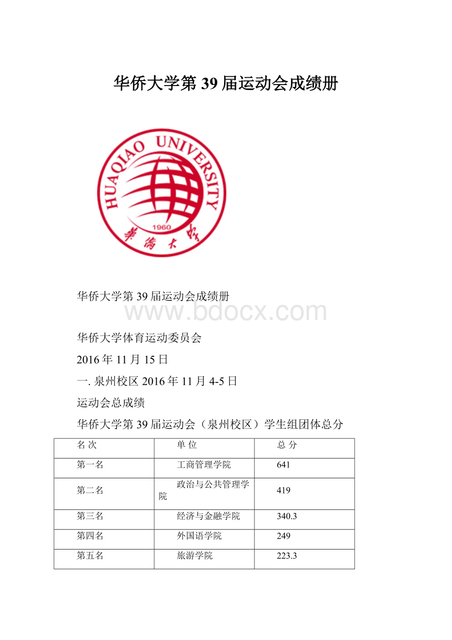 华侨大学第39届运动会成绩册.docx