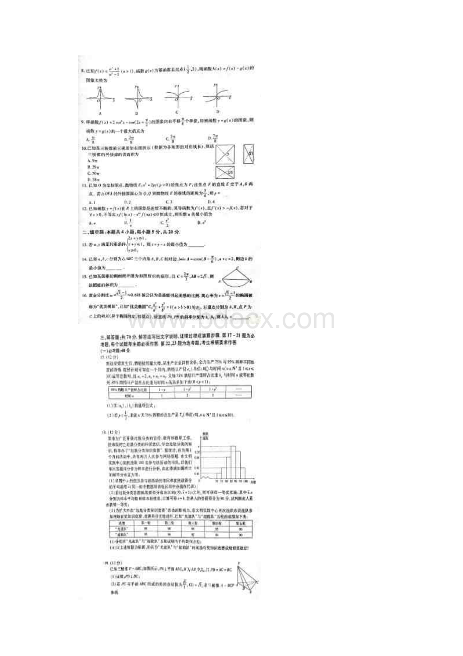 广东深圳高级中学高三适应性考试数学文试题 扫描版含答案.docx_第2页