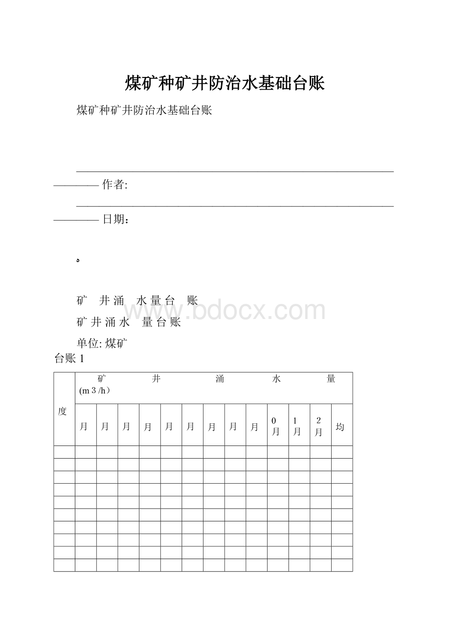 煤矿种矿井防治水基础台账.docx_第1页