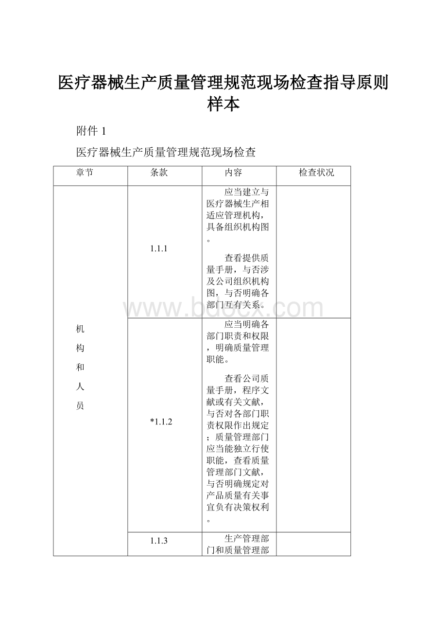 医疗器械生产质量管理规范现场检查指导原则样本.docx