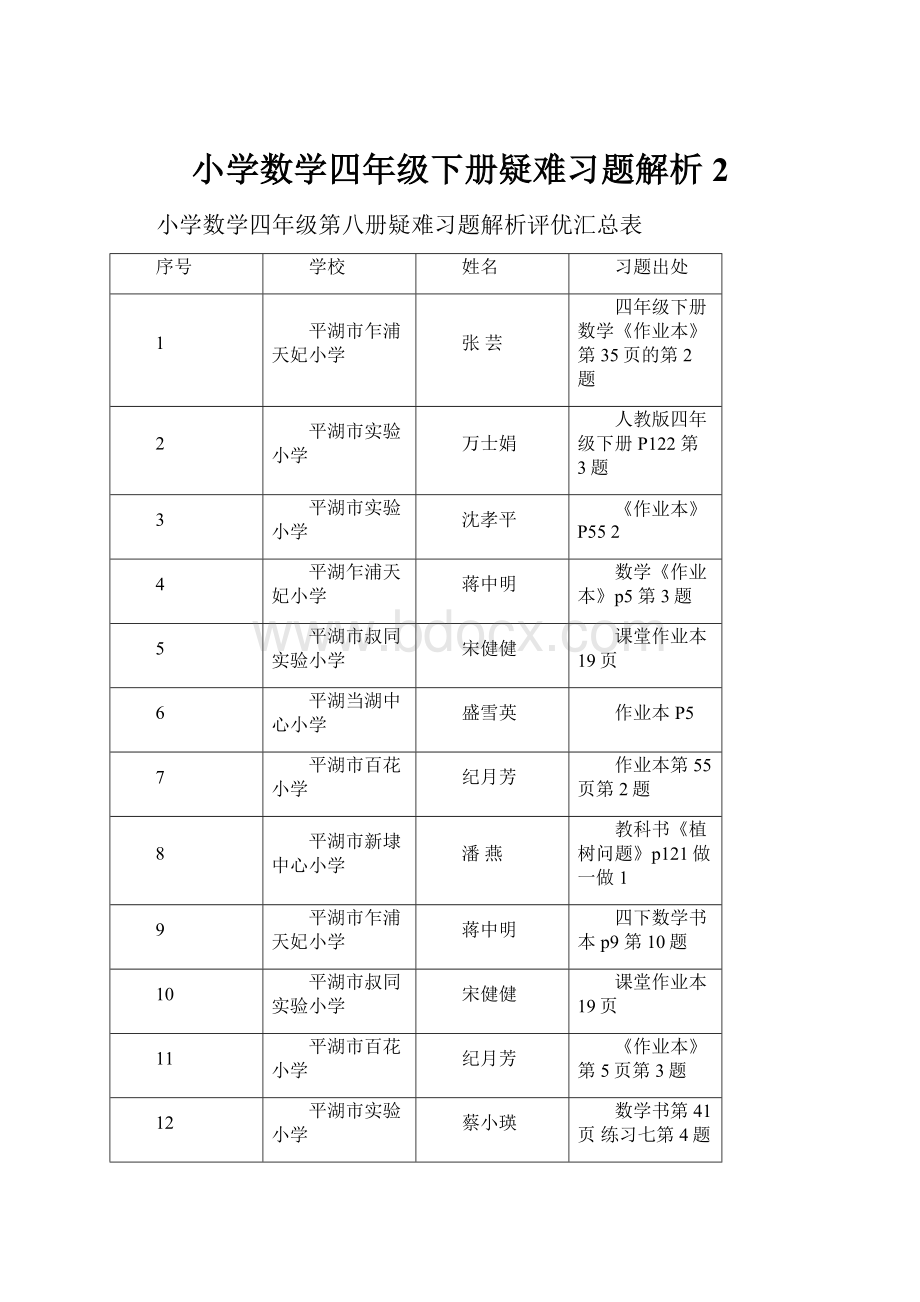 小学数学四年级下册疑难习题解析2.docx_第1页