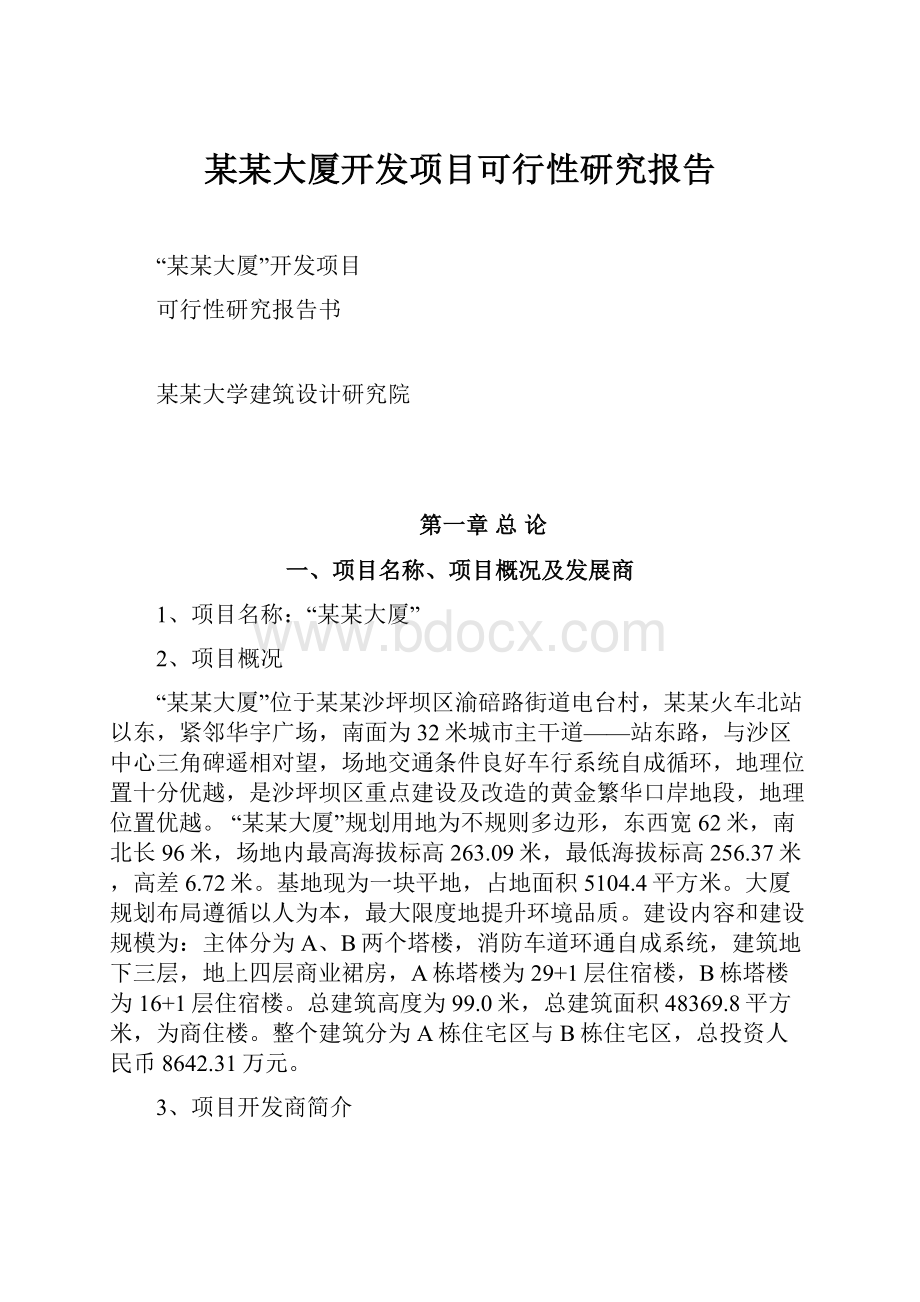 某某大厦开发项目可行性研究报告Word文档格式.docx