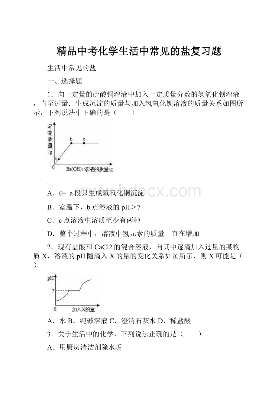 精品中考化学生活中常见的盐复习题Word文档下载推荐.docx