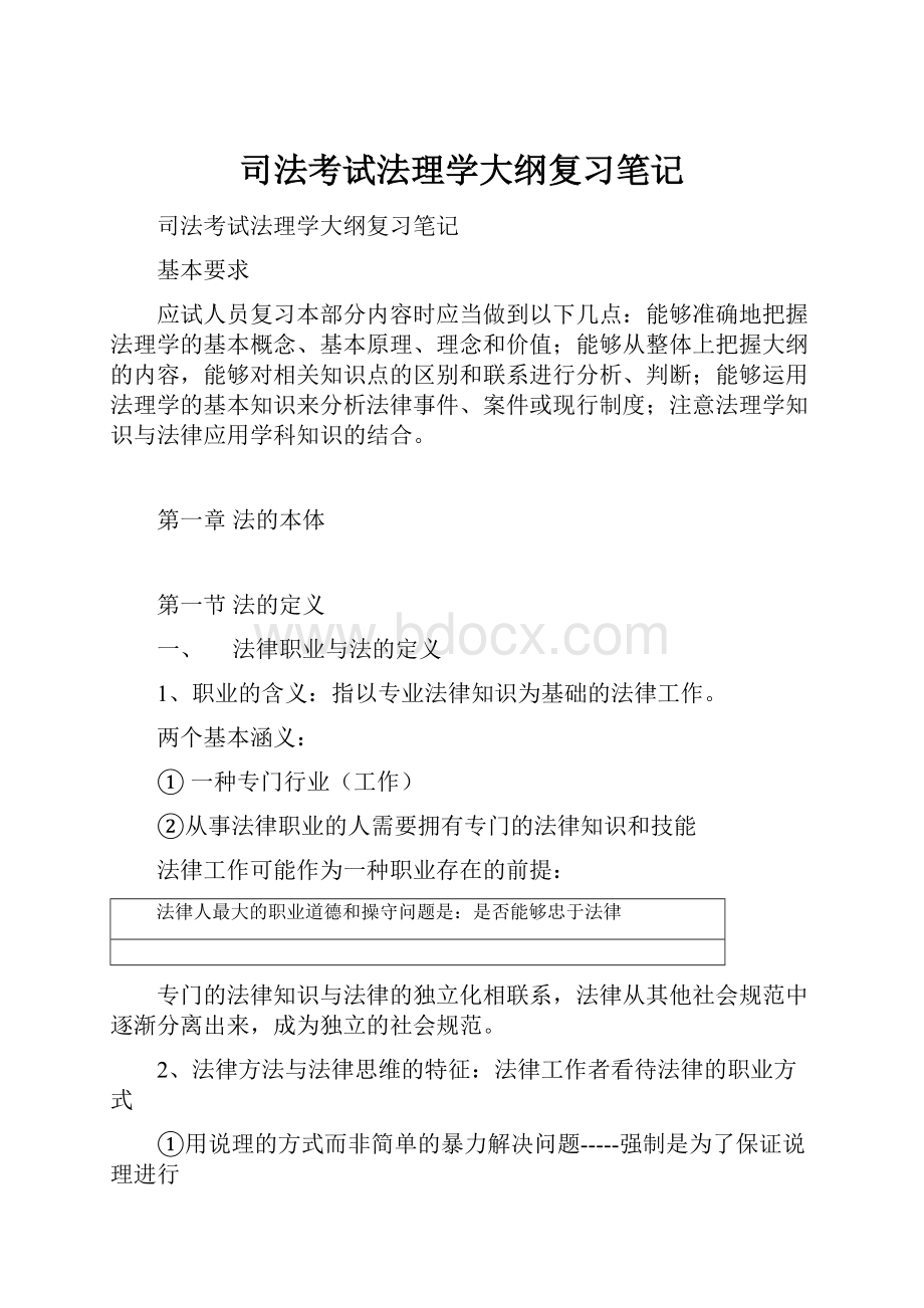 司法考试法理学大纲复习笔记文档格式.docx_第1页