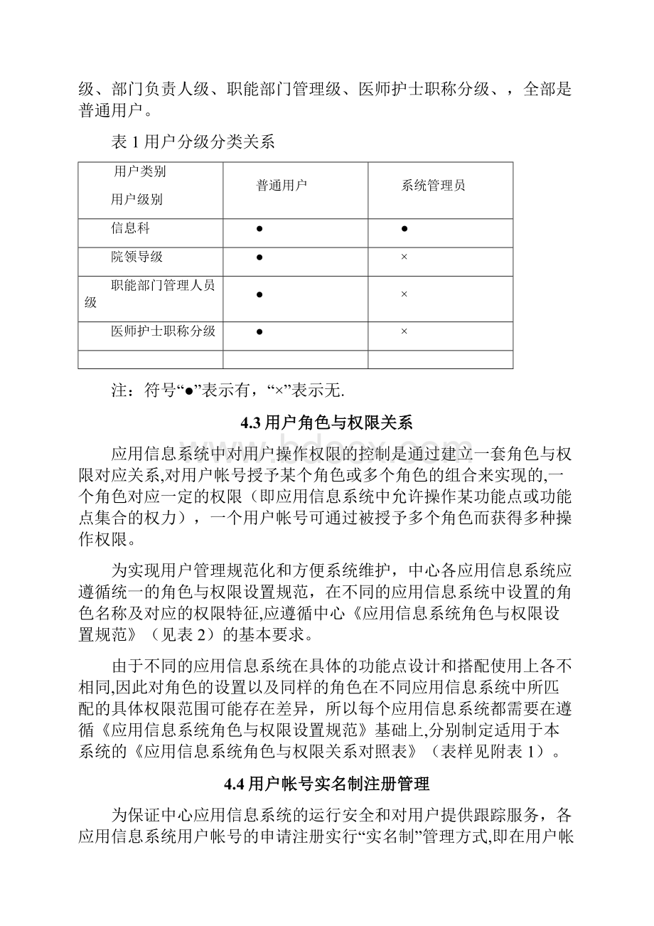 XX医院应用信息系统用户帐号与角色权限管理办法精选文档.docx_第3页