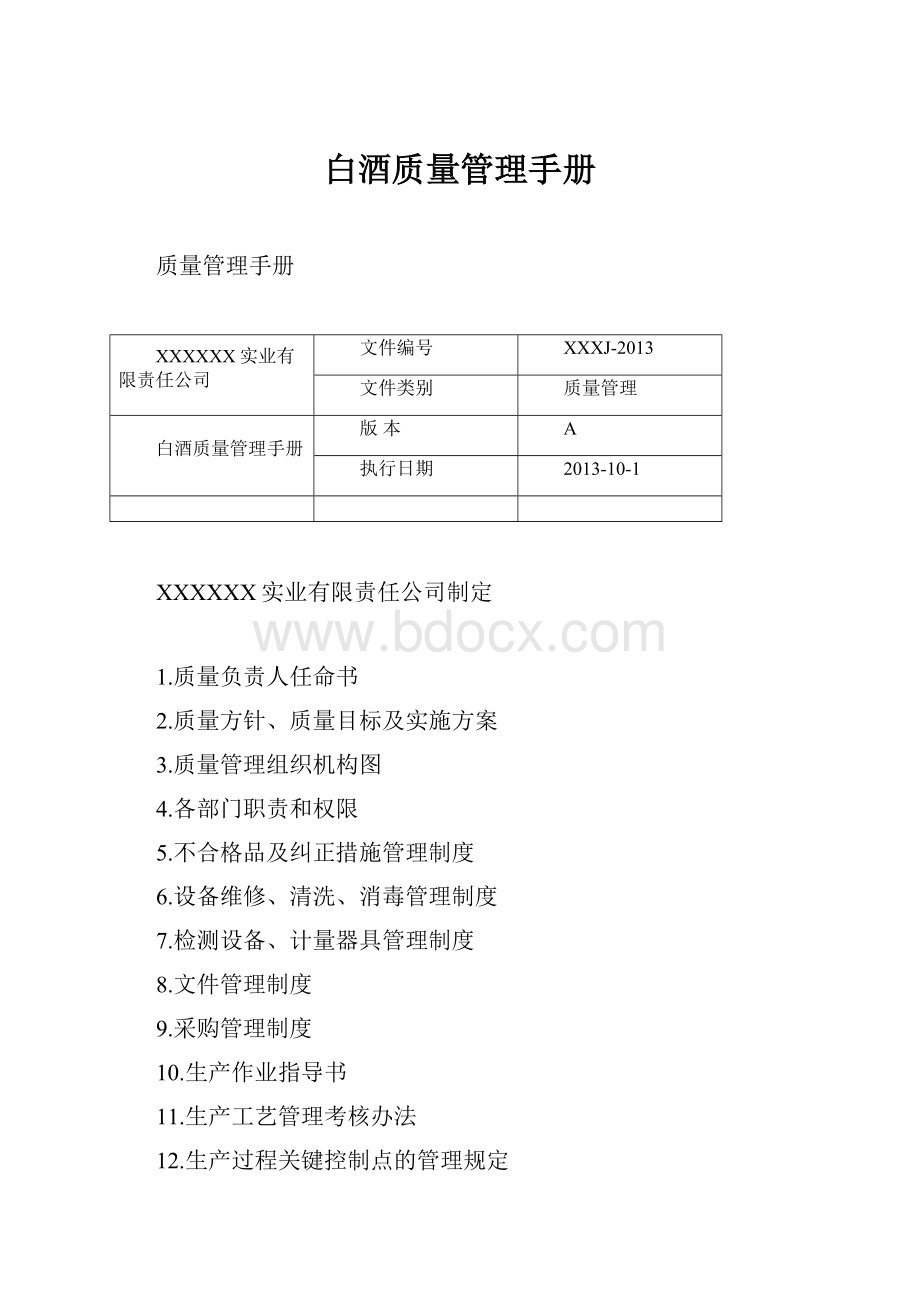 白酒质量管理手册.docx_第1页