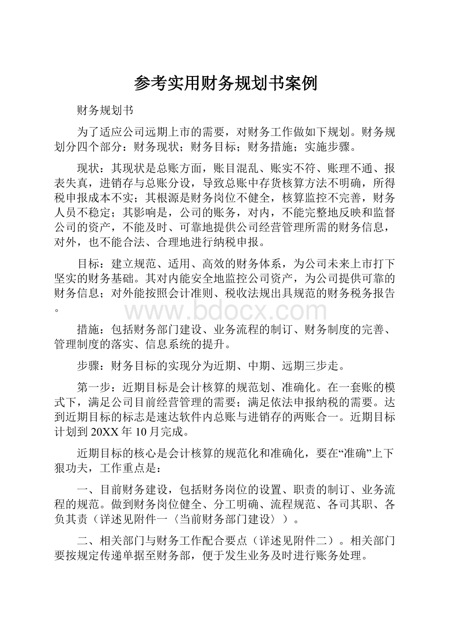 参考实用财务规划书案例Word格式文档下载.docx