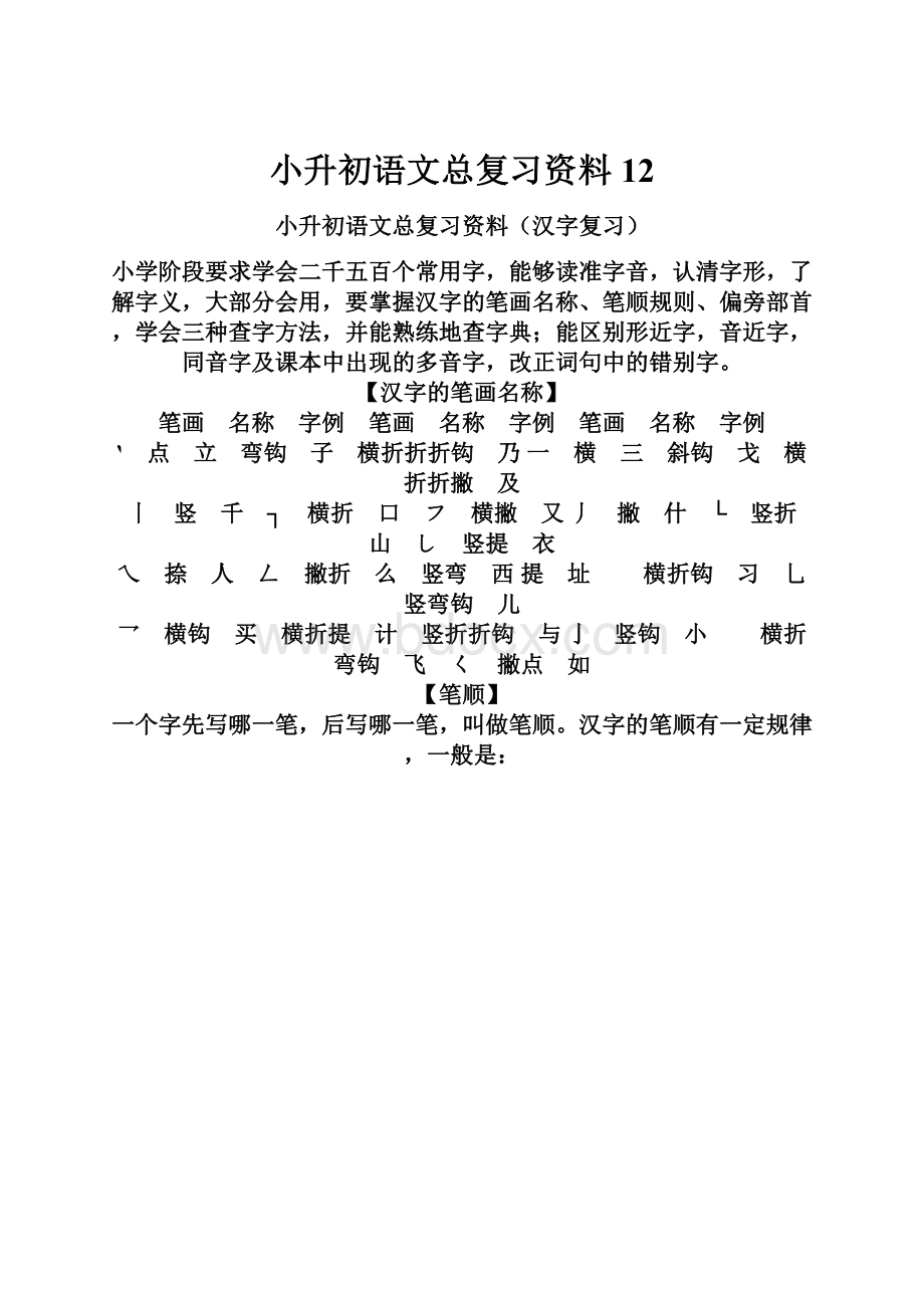 小升初语文总复习资料12Word文件下载.docx