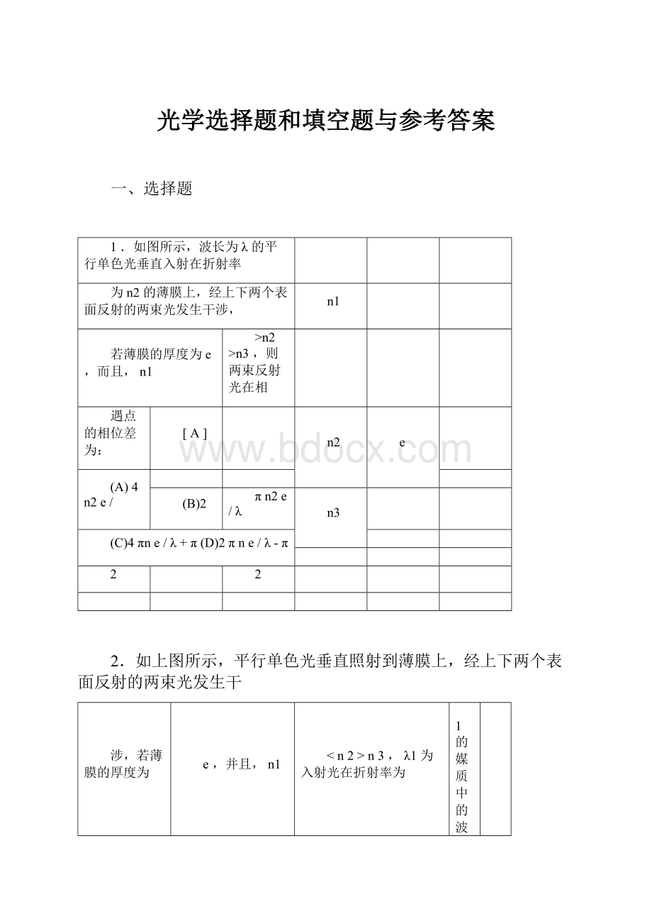 光学选择题和填空题与参考答案.docx_第1页