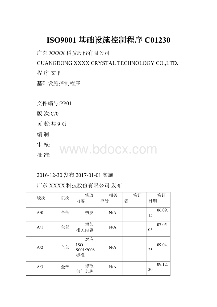 ISO9001基础设施控制程序C01230Word格式文档下载.docx