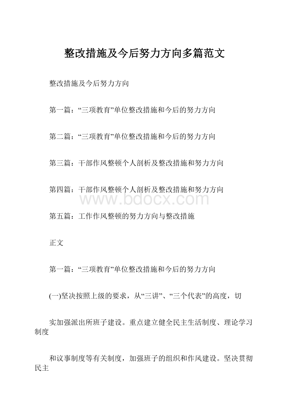 整改措施及今后努力方向多篇范文Word文档格式.docx_第1页